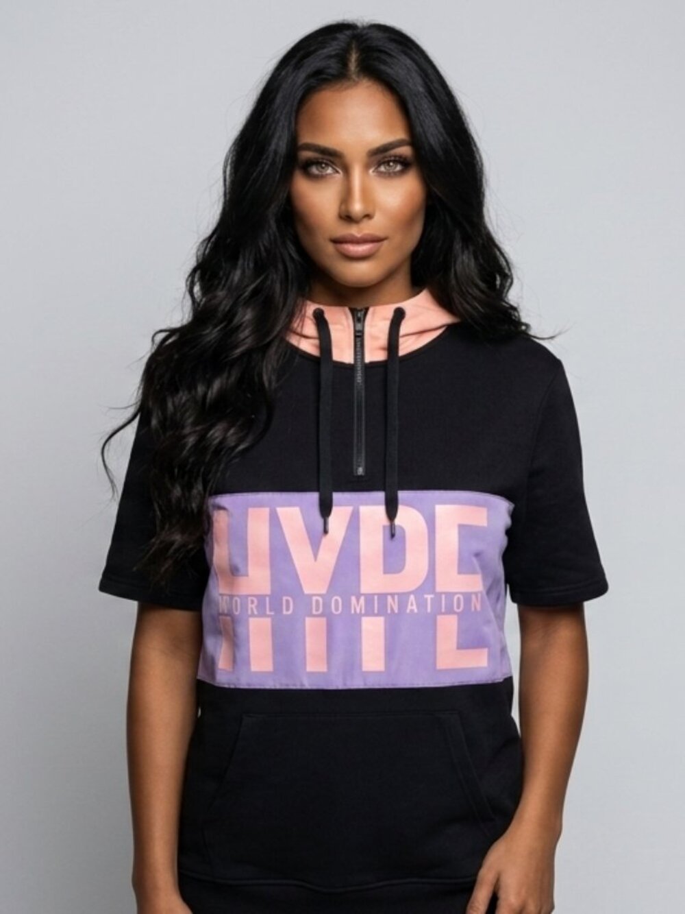 "World Domination" Short Sleeve Quarter-Zip Hoodie - Picture 4 of 5